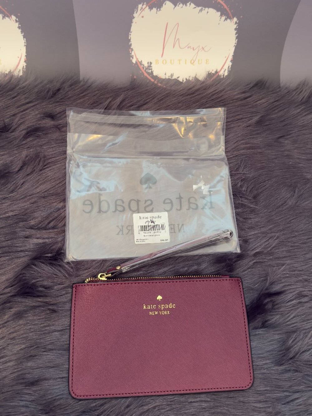 Kate Spade New York Burgundy Leather Wristlet NWT